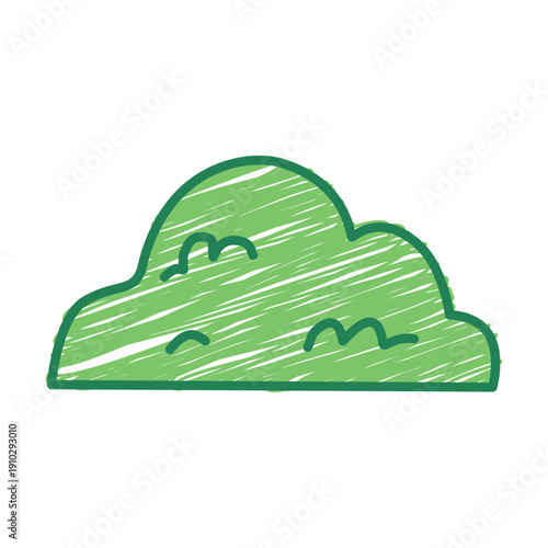 Childlike Bush Crayon Drawing Illustration