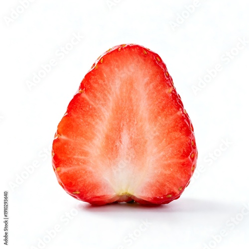 Centered Strawberry Slices on White Background Healthy Berry Food Concept