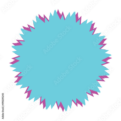 Turquoise spiky circle with pink accents, overlay effect for banner or poster, isolated on transparent background, png