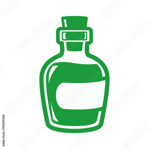 Green Glass Bottle with Stopper Illustration.