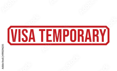 A red visa temporary stamp on a white background for travel documentation purposes