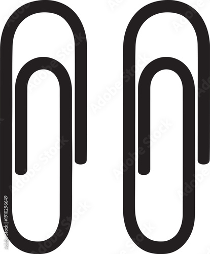Black Paper Clip Vector Icon Isolated on White Background