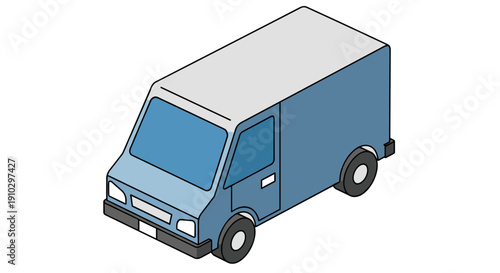 Blue Delivery Van Vehicle Illustration.