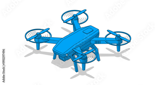 Blue Drone with Four Propellers.