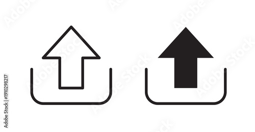 Upload arrow icons, black line art and clipart vector logo