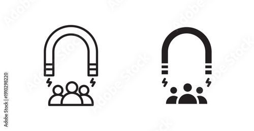 User engagement icons, black line art and clipart vector logo