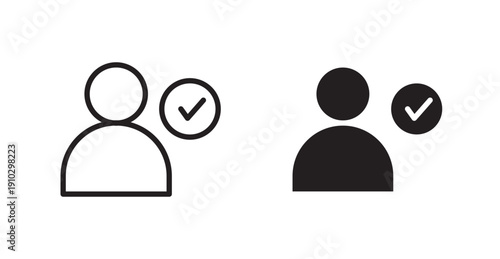 User check icons, black line art and clipart vector logo