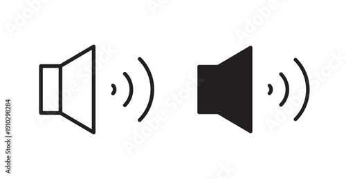 Volume icons, black line art and clipart vector logo