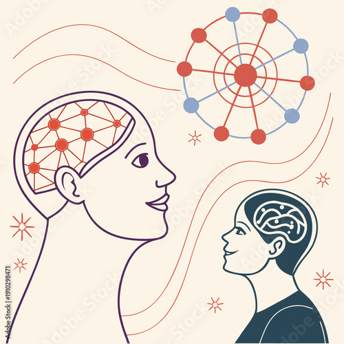 Visualizing computational neuroscience, with glowing neural networks and abstract brain structures symbolizing thought and cognition.