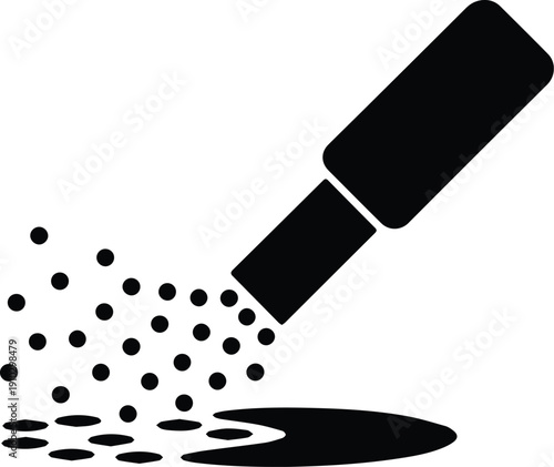 Black Icon Of A Nail Polish Bottle Spilling Polish Dots On A White Background nail lacquer cosmetic