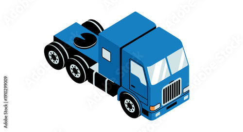 Blue Toy Truck with Wheels and Grille.