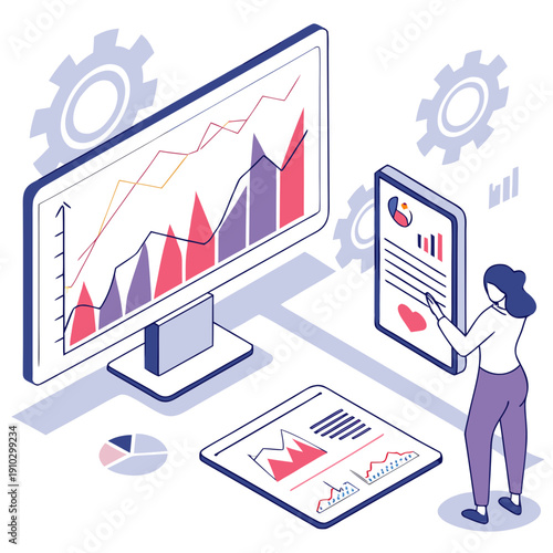 Data science concept: abstract charts and graphs transforming into a cohesive network of information, illustrating data analysis and insights.