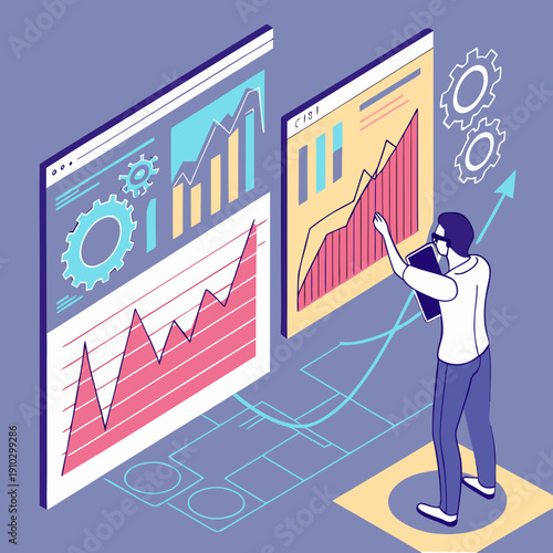 Data science concept: abstract charts and graphs transforming into a cohesive network of information, illustrating data analysis and insights.