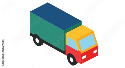 Colorful Toy Truck Illustration on White.