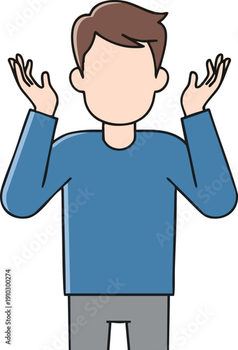 Confused man shrugging with hands raised in a gesture of uncertainty.