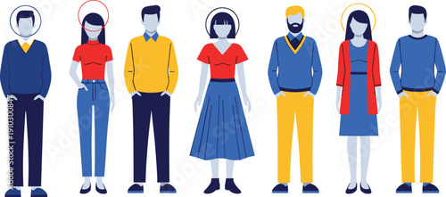 Flat Vector Illustration of Diverse People Group Representing Customer Personas Social Community Networking Professional Teamwork and Modern Human Resources Concept