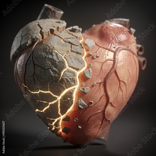 Symbolic Biblical Close-Up of a Heart of Stone Turning into Living Flesh