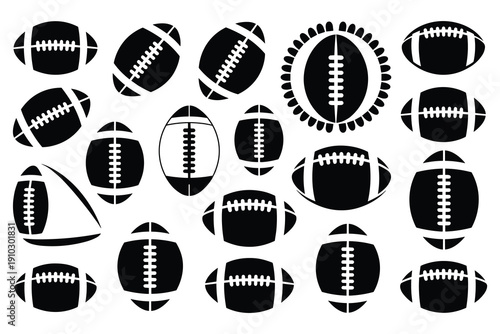 American Football Icons Collection: Various Styles and Angles - Stock Media