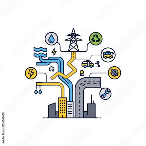 Wallpaper Mural Smart city urban energy and resource infrastructure network Torontodigital.ca