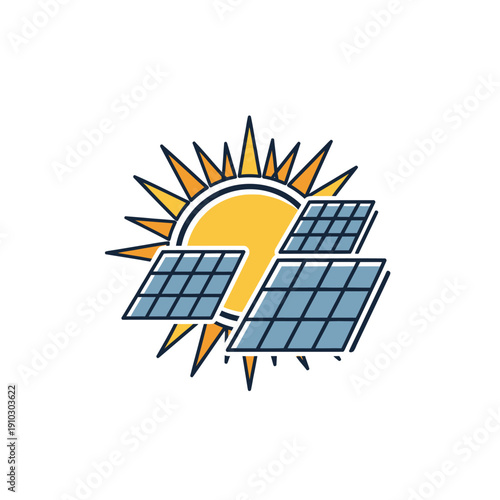 Wallpaper Mural Solar panels and shining sun icon for clean energy Torontodigital.ca