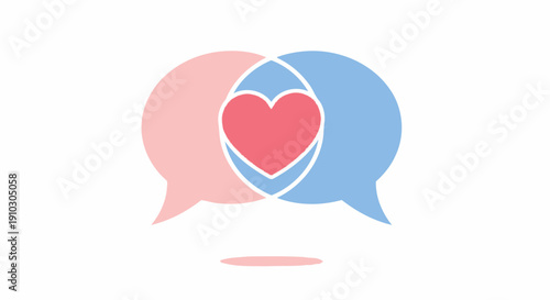 Love conversation speech bubbles concept representing romantic communication, emotional expression, relationship dialogue, shared feelings symbolism suitable for relationship visuals, communication th