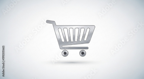Silver shopping cart icon with wheels on white background e commerce symbol retail design element minimalist style 2d illustration