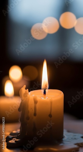 Wallpaper Mural Lit Candle with Soft Focus Background. Torontodigital.ca