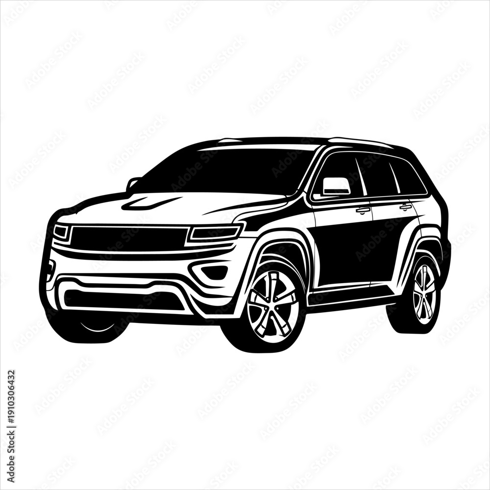 Obraz premium Detailed car silhouette illustration design, suitable for logos and design elements