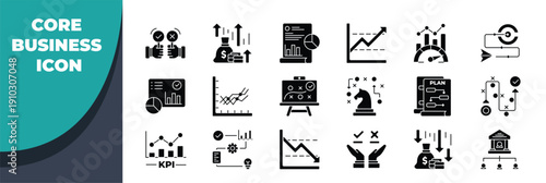 Business Growth Icons Strategy, Planning, Roadmap, Analytics & Teamwork