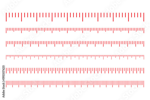 Set of measuring chart with 10cm, 15cm, 20 centimeters. Collection of ruler scale 100mm, 150 mm, 200mm without numbers. Templates of ruler scale. Length measurement height, math, distance, Sewing tool