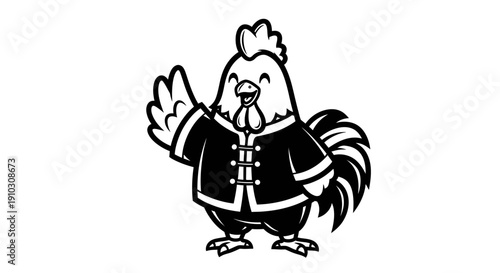 Wallpaper Mural Cartoon Rooster Wearing Jacket and Waving 1. Torontodigital.ca