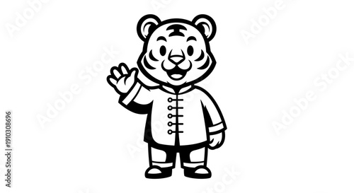 Cartoon Tiger Character Wearing Traditional Outfit 1.