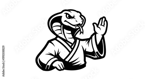 Snake in Karate Uniform Illustration.