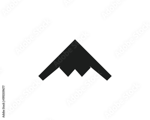 Stealth bomber b2 spirit aircraft silhouette. Bomber plane B2 spirit flying icon isolated on white background.