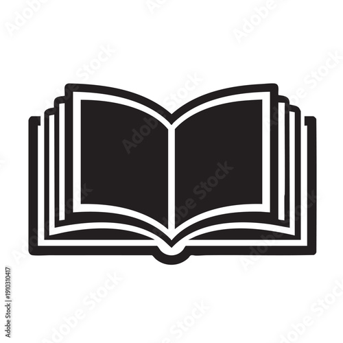 Open book black and white icon representing knowledge and learning