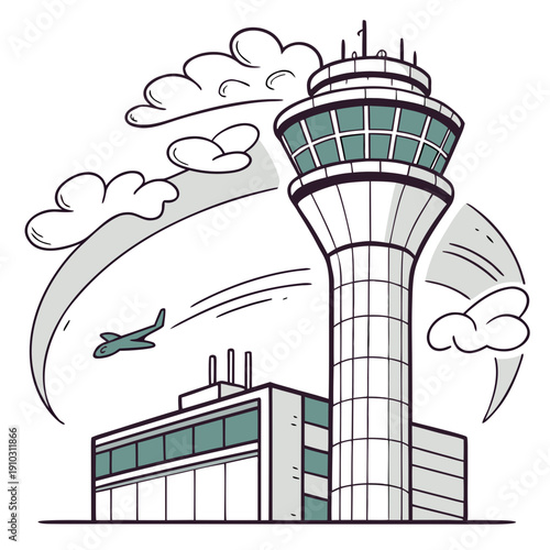 Air pollution control tower with filters, a modern vector illustration for environmental protection and clean industry.