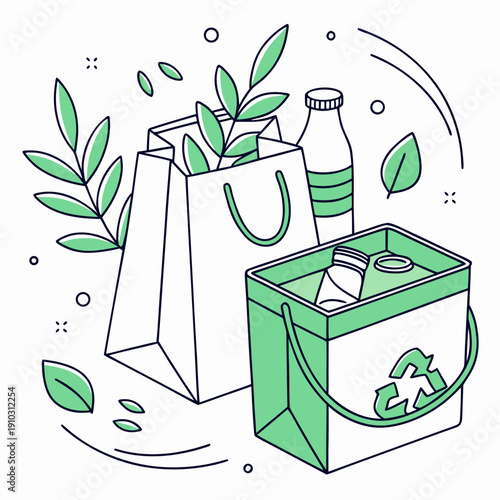 Creative concept for biodegradable packaging, emphasizing sustainable and eco-friendly materials for reduced waste