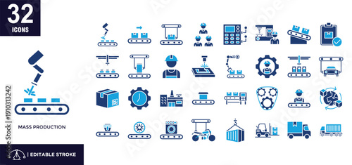 Mass Production Mixed Color Icon Set