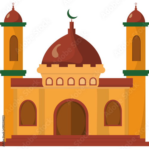 Islamic Mosque Flat Illustration