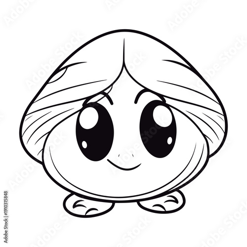 Cute Cartoon baby Clams kawai outlined for coloring book isolated on a white background.