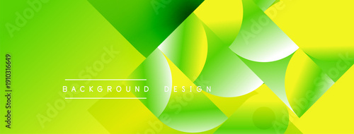 Bright green yellow gradient background. Overlapping rounded squares create dynamic visual effect. Text reads background design.