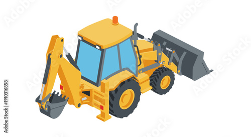 Yellow Backhoe Loader Heavy Machinery Equipment.