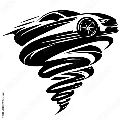 Car tornado silhouette