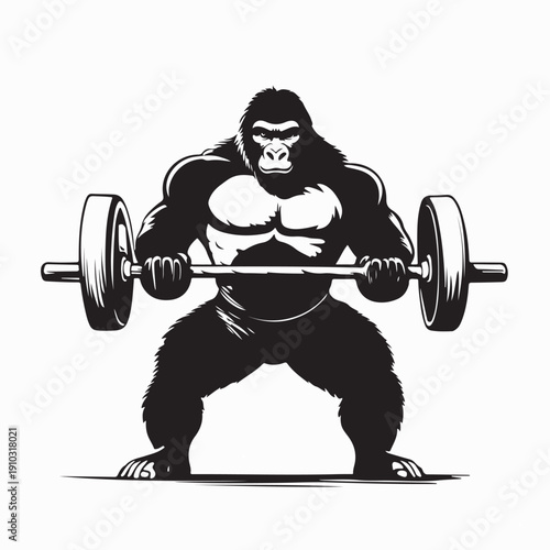 Gorilla Fitness Gym Illustration Design Vector on White Background
