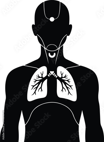 silhouette human anatomy lungs respiratory system health medical technology diagram vector design