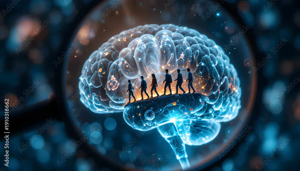 custom made wallpaper toronto digitalMagnifying Glass Over Brain and People