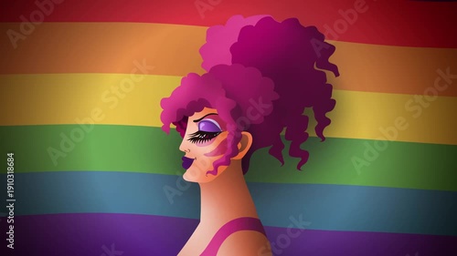 beautiful drag queen with pride flag