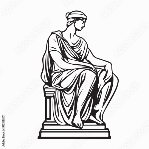 Statue Of Aristoteles Greek Philosopher Image Vector on White Background