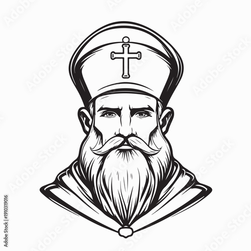 Priests Religious Leaders Catholic Church Image Vector on white Background