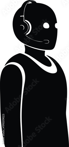 silhouette professional wearing headset microphone for customer support vector design